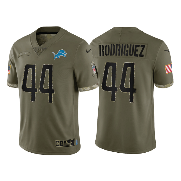 Men's Detroit Lions #44 Malcolm Rodriguez Olive 2022 Salute To Service Limited Stitched Jersey Men's Detroit Lions #44 Malcolm Rodriguez Olive 2022 Salute To Service Limited Stitched Jersey